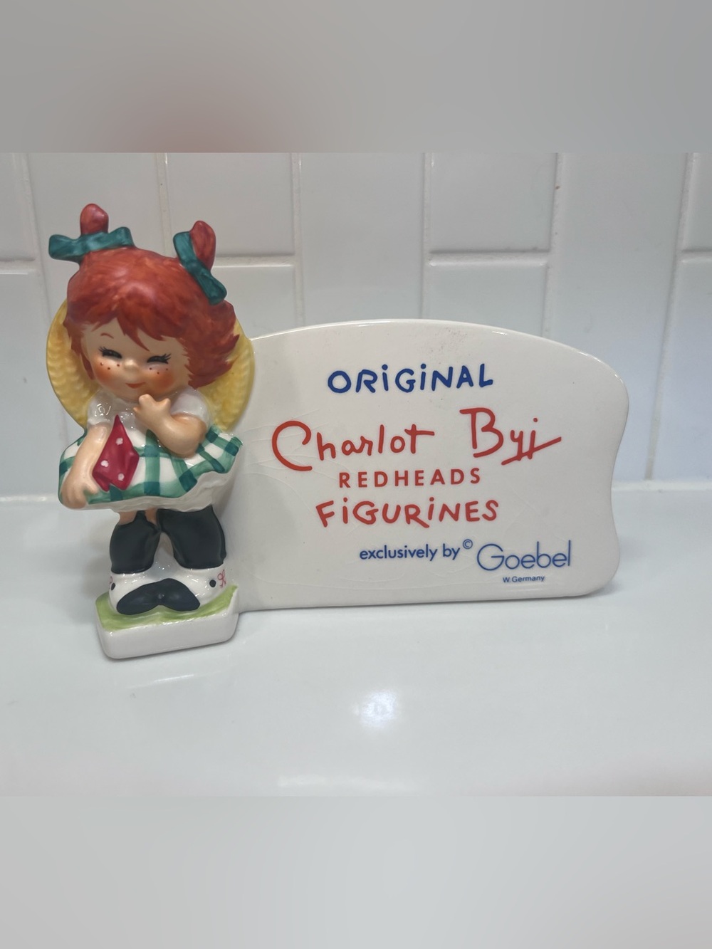 Vintage Goebel Charlot Byj Redheads Display Sign Figurine Little Miss Coy TMK 6
